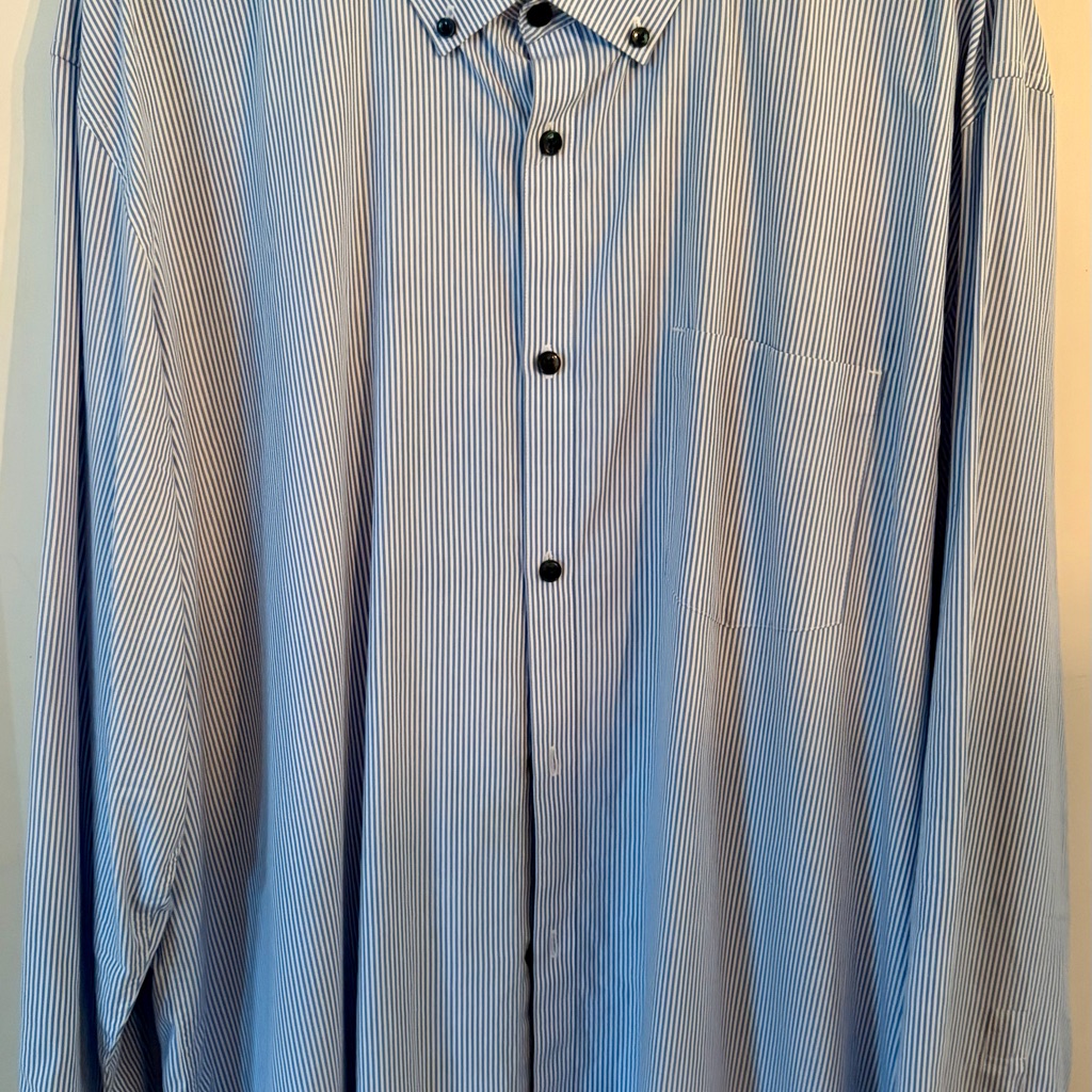 Calvin Klein Blue And White Pinstripe Dress Shirt